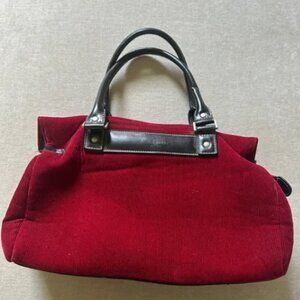 Vintage Kate Spade red corduroy and leather purse with gingham interior